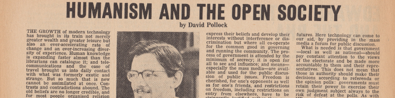 ‘Humanism and the Open Society’ by David Pollock (1970)