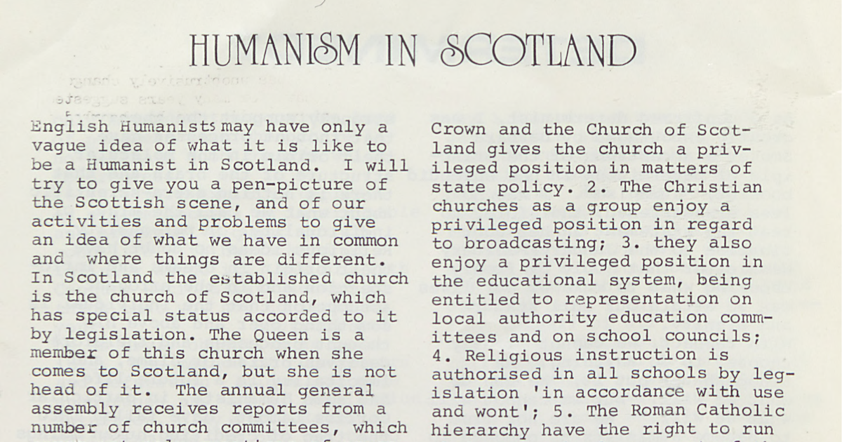 'Humanism in Scotland' (1983)